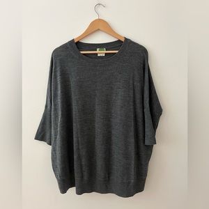 Anthropologie Wool Oversized Bat Wing Sweater Gray Short Sleeve Medium